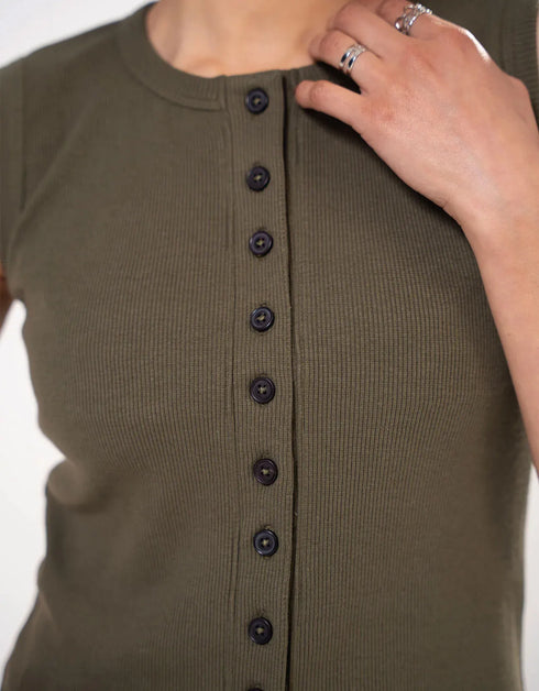 RIBBED BUTTON UP TANK TOP